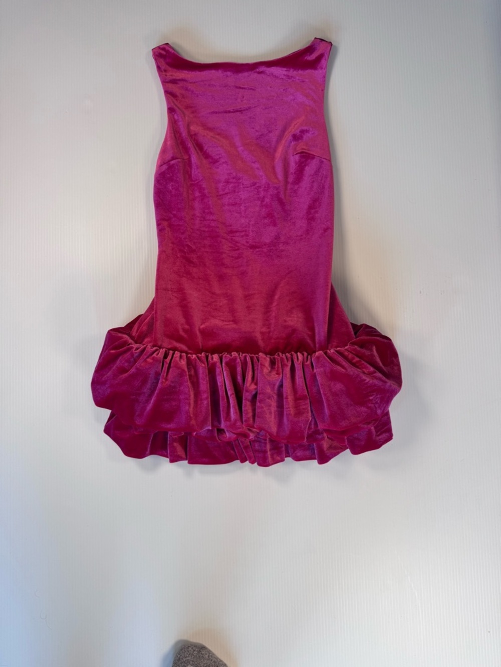 Pink Velvet Ruffle Mini Dress | Sleeveless Bodycon | Size S, M, L| NWT - Picture 4 of 5